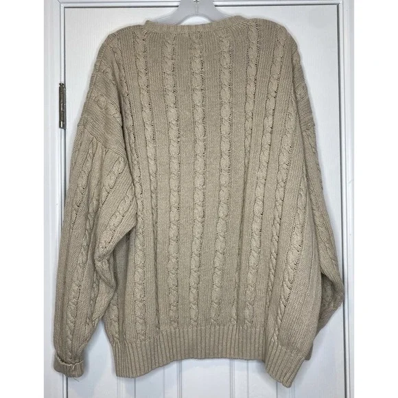 Gap‎ Men's Vintage Linen Blend Cable Knit Sweater Beige Tan Size XL - Picture 5 of 5